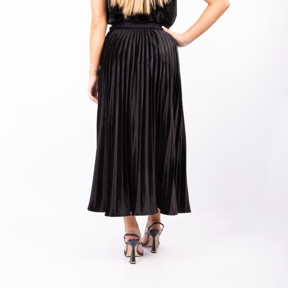 Ted Baker Gjill Velvet Pleated Black Skirt - 3 - Picture 3 of 7